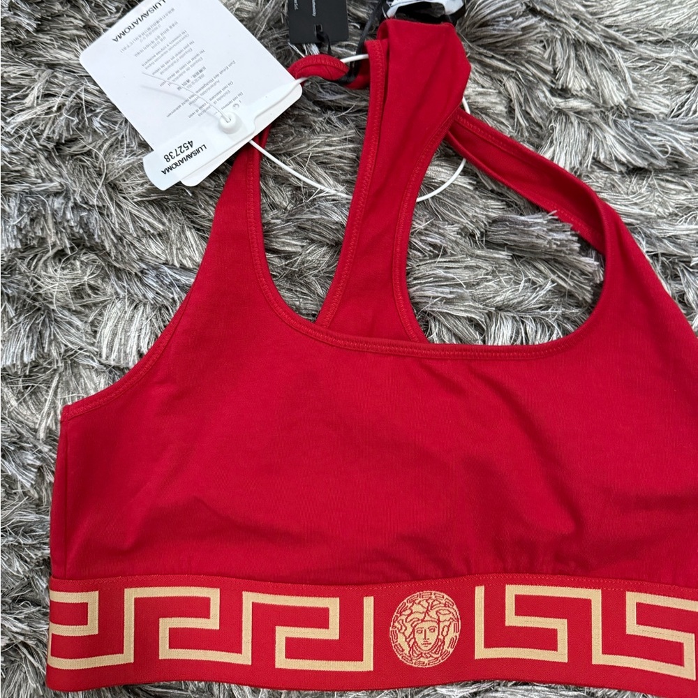 Versace Red Greca Bra